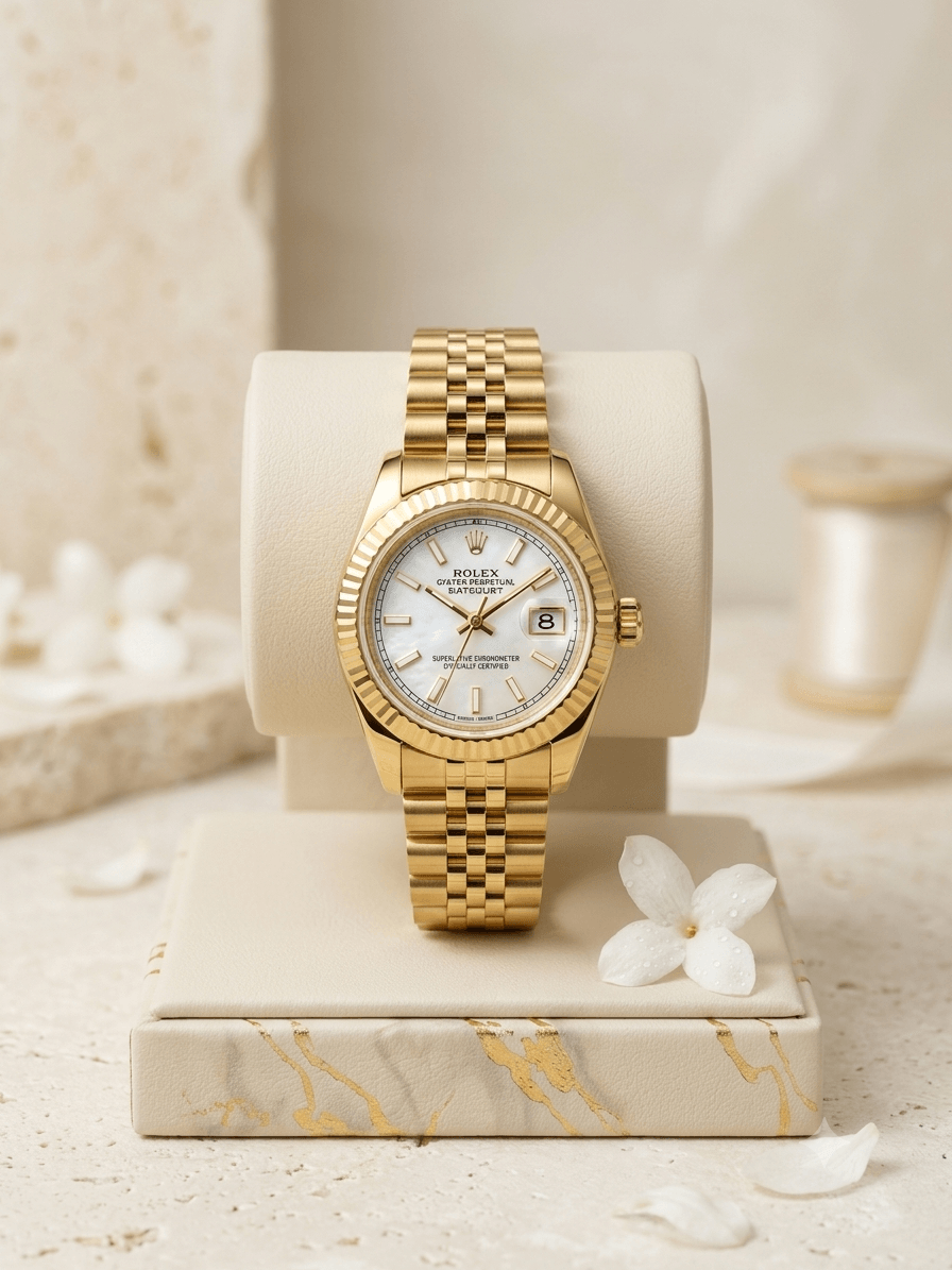 rolex oyster perpetual Or fond blanc